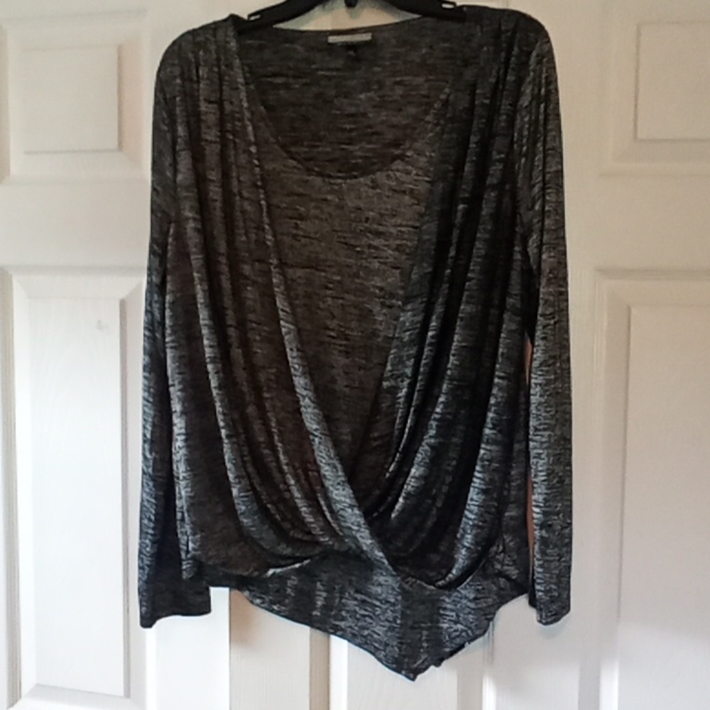 Allison Brittney Black Drape Front Blouse